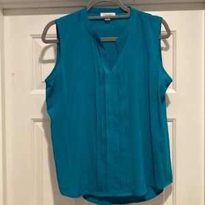 Calvin Klein Pleated Teal Top - Size M